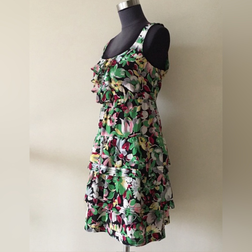 Anthropologie Moulinette Soeurs dress size 2 pretty green yellow and pink floral